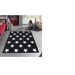 Saray 014 Ala Yıldızlı Siyah Beyaz Modern Halı 